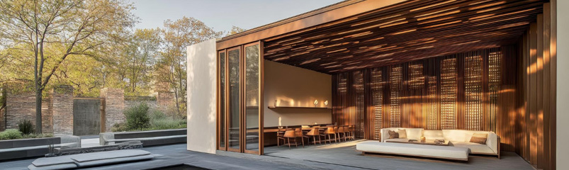 Modern bioclimatic pergola design with louvers shades